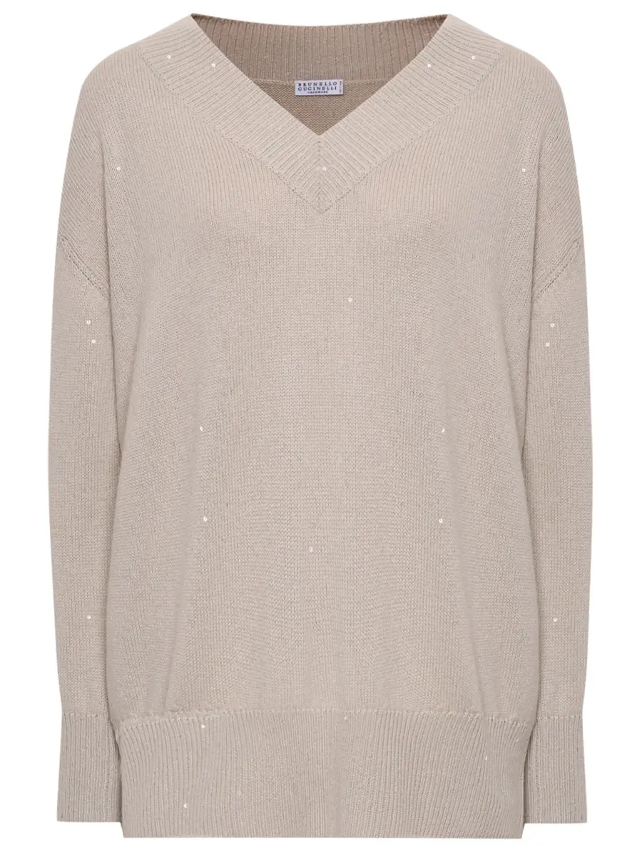 Пуловер кашемировый BRUNELLO CUCINELLI M73539922 CN058 Бежевый 