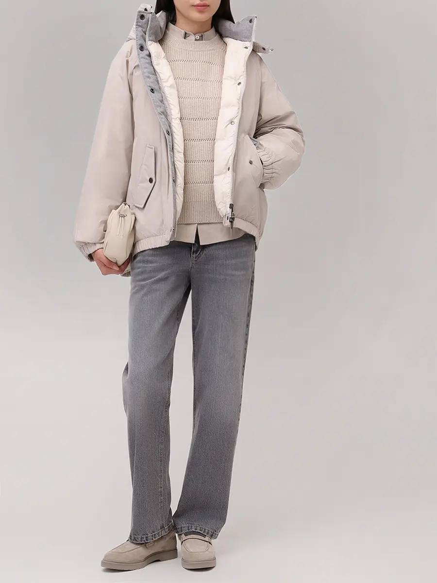 Пуховик однотонный BRUNELLO CUCINELLI MG5017852 C7958 Бежевый  Фото 2