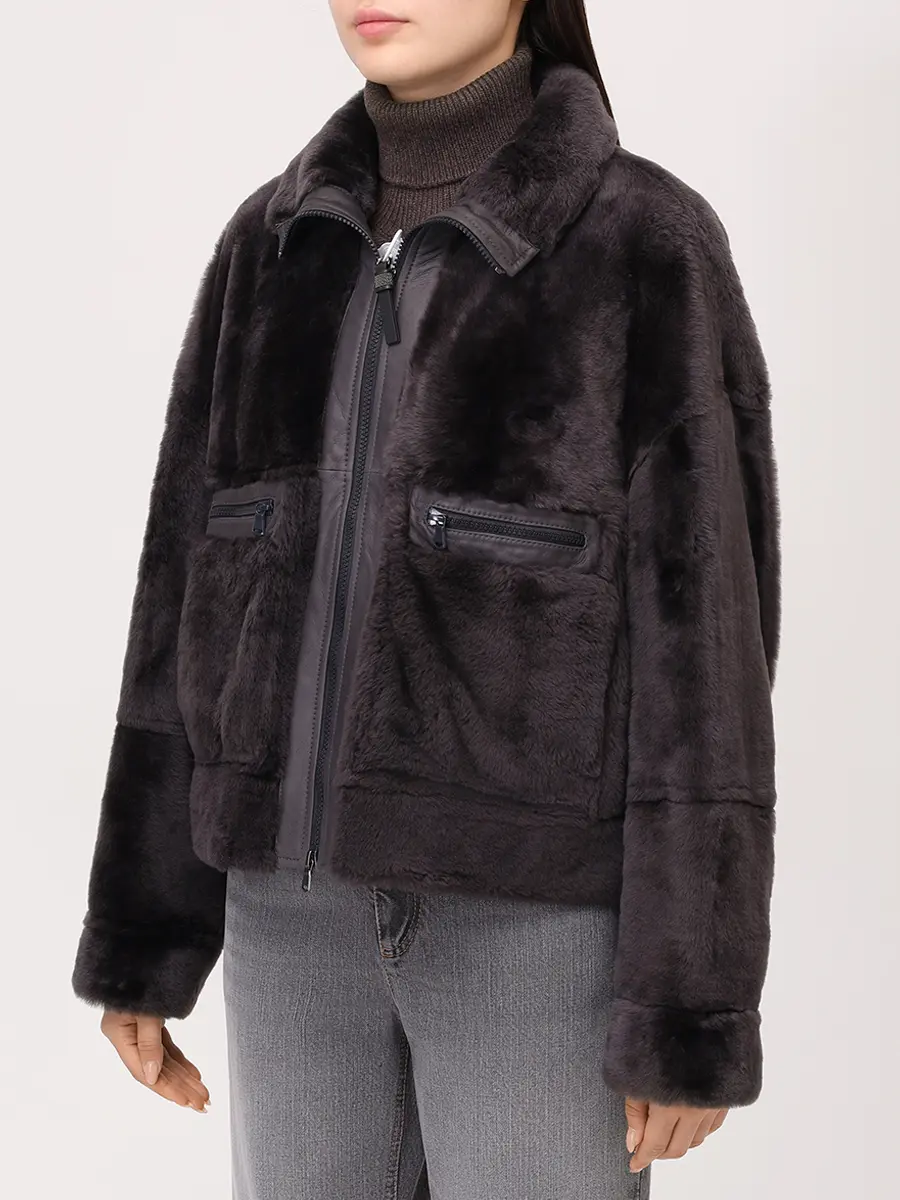 Дубленка из овчины BRUNELLO CUCINELLI MPMRA7775P C2126 Серый  Фото 4