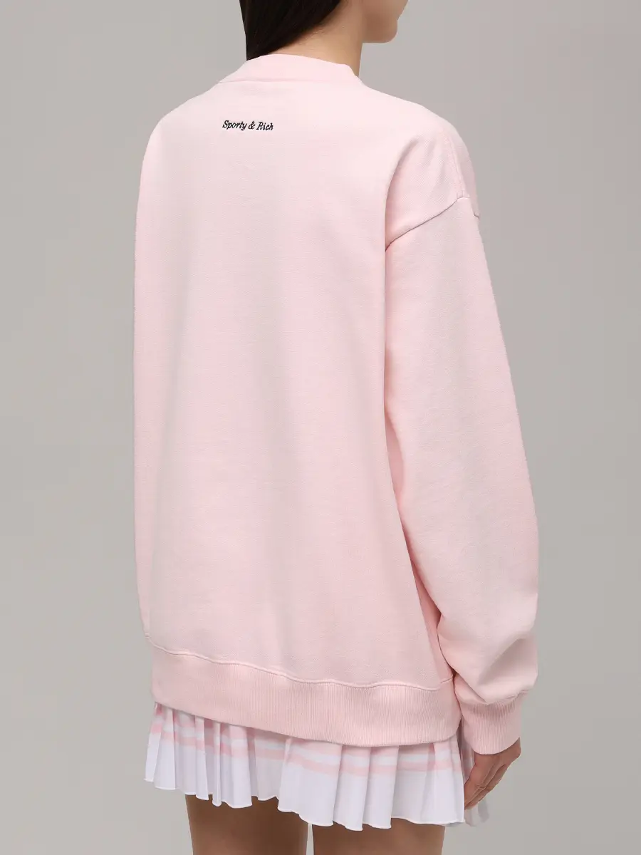 Толстовка хлопковая SPORTY & RICH ST07160621P14 Розовый  Фото 3