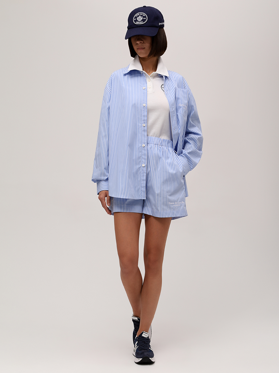 Шорты хлопковые SPORTY & RICH SH01260673ST61/3878 Голубой  Фото 2