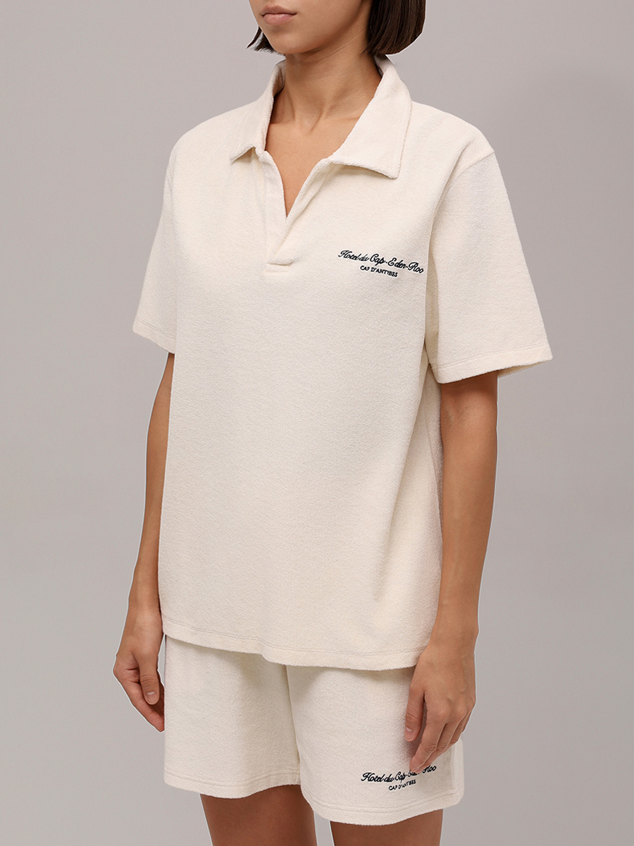 Поло хлопковое SPORTY & RICH TO03260673CR01/49 Кремовый  Фото 4