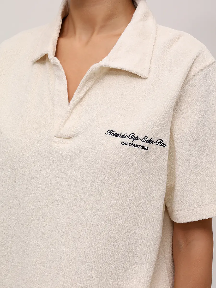 Поло хлопковое SPORTY & RICH TO03260673CR01/49 Кремовый  Фото 5