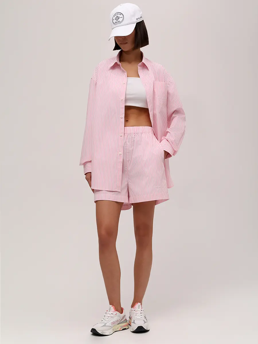 Рубашка хлопковая SPORTY & RICH SI00760673ST64/3889 Розовый  Фото 2