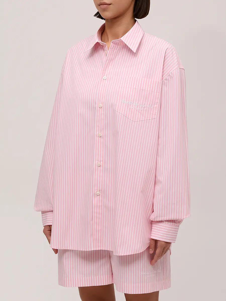 Рубашка хлопковая SPORTY & RICH SI00760673ST64/3889 Розовый  Фото 4