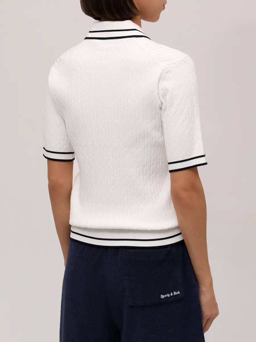 Поло из вискозы SPORTY & RICH TO06860666WH50/3922 Белый  Фото 3