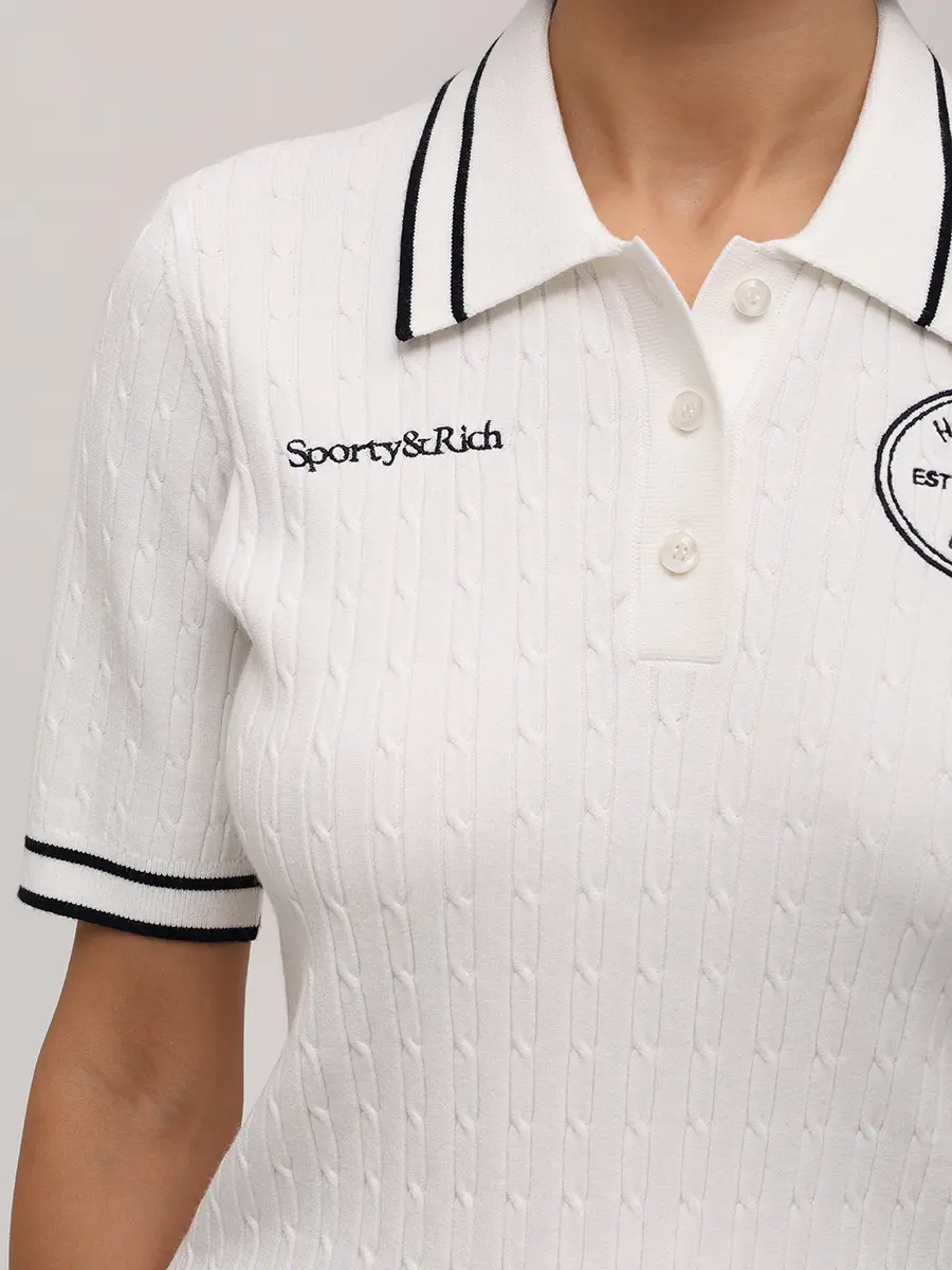 Поло из вискозы SPORTY & RICH TO06860666WH50/3922 Белый  Фото 5