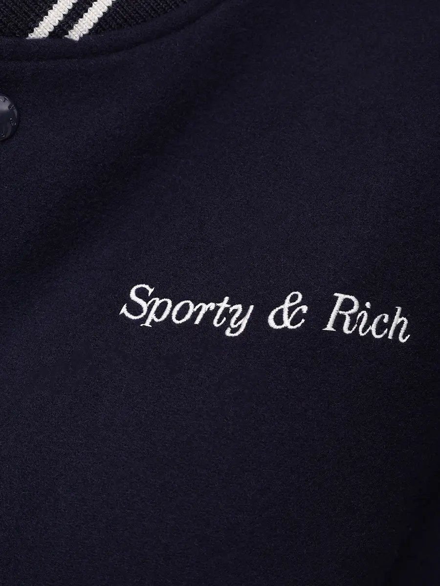 Бомбер шерстяной SPORTY & RICH OW00760666BL106/3902 Синий  Фото 6