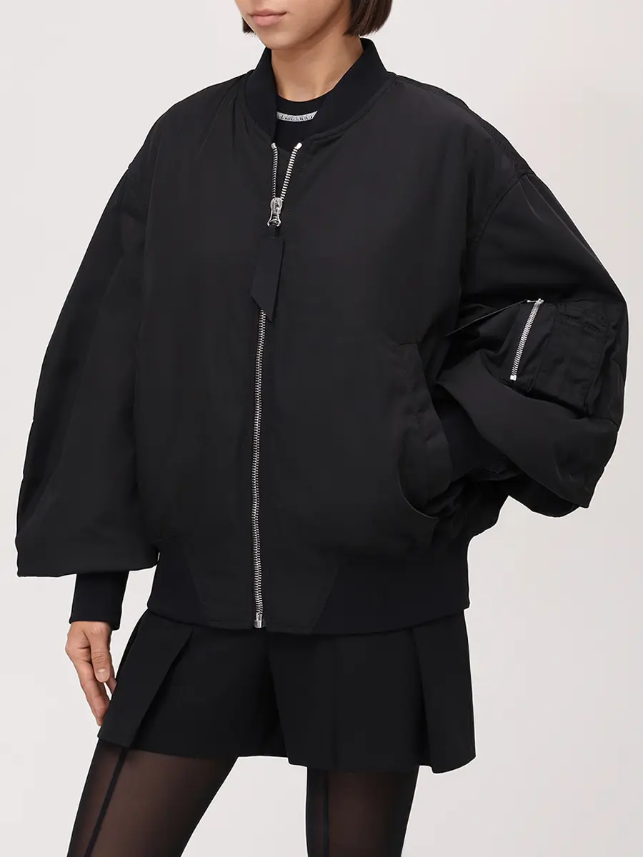 Бомбер однотонный THEATTICO 251WCB00070 - PLL001AA - 100 Черный  Фото 4