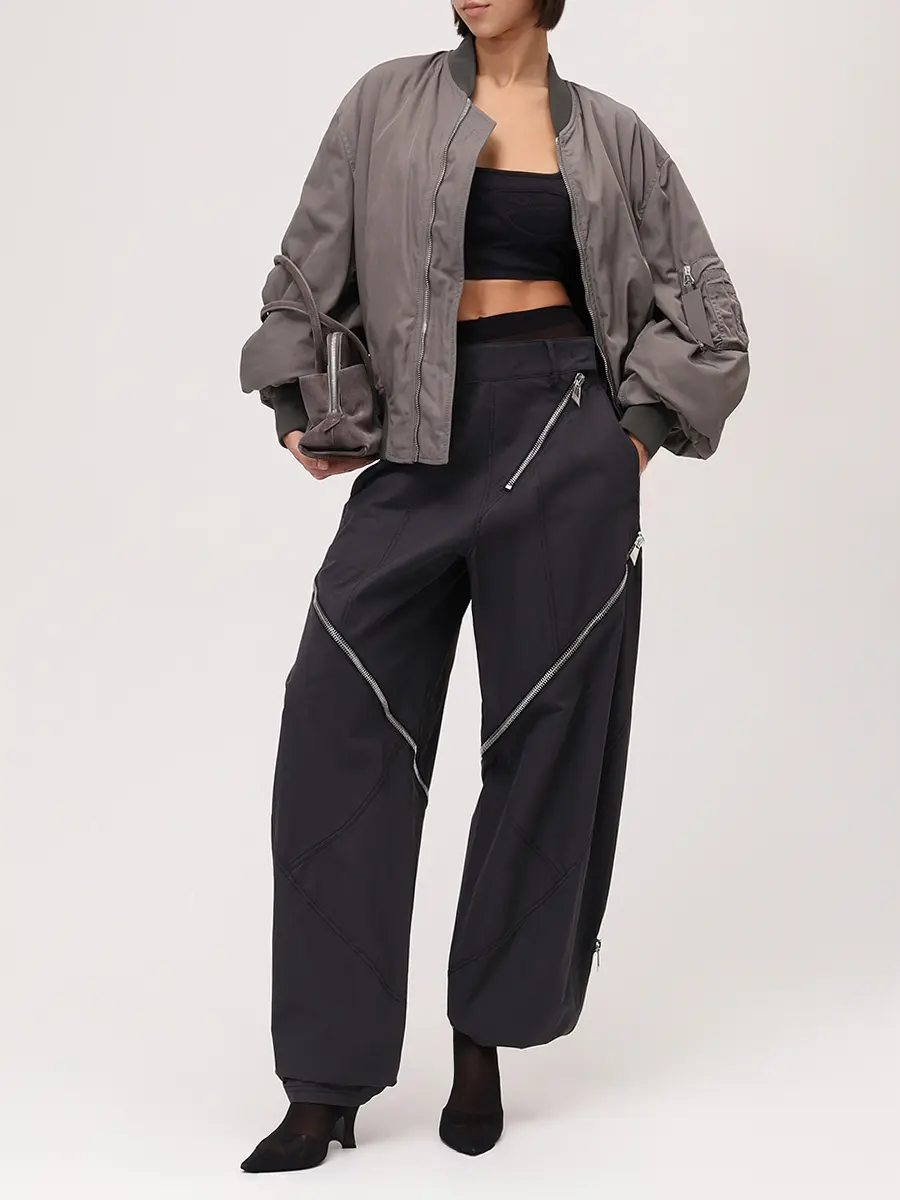 Бомбер однотонный THEATTICO 251WCB00070 - PLL001AA - 084 Серый  Фото 2