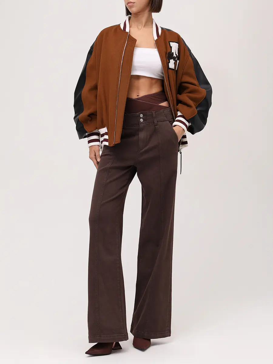 Бомбер комбинированный THEATTICO 251WCB00092 - WWV058AA - 046 Коричневый  Фото 2