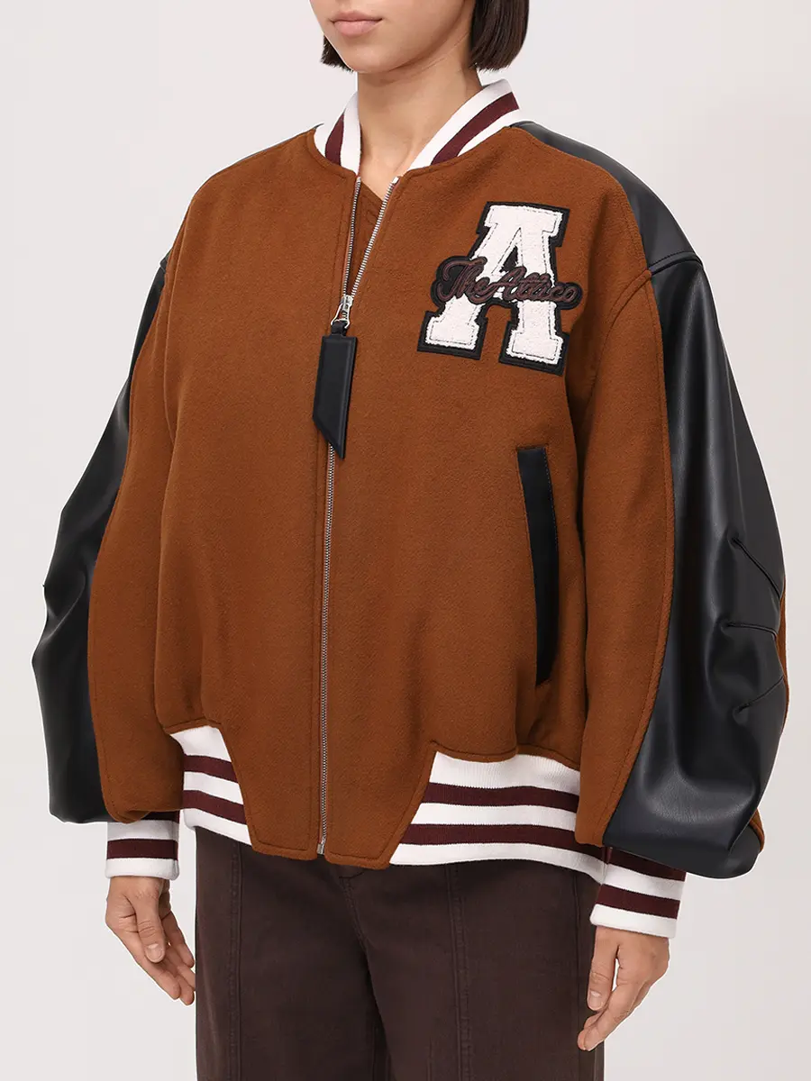 Бомбер комбинированный THEATTICO 251WCB00092 - WWV058AA - 046 Коричневый  Фото 4