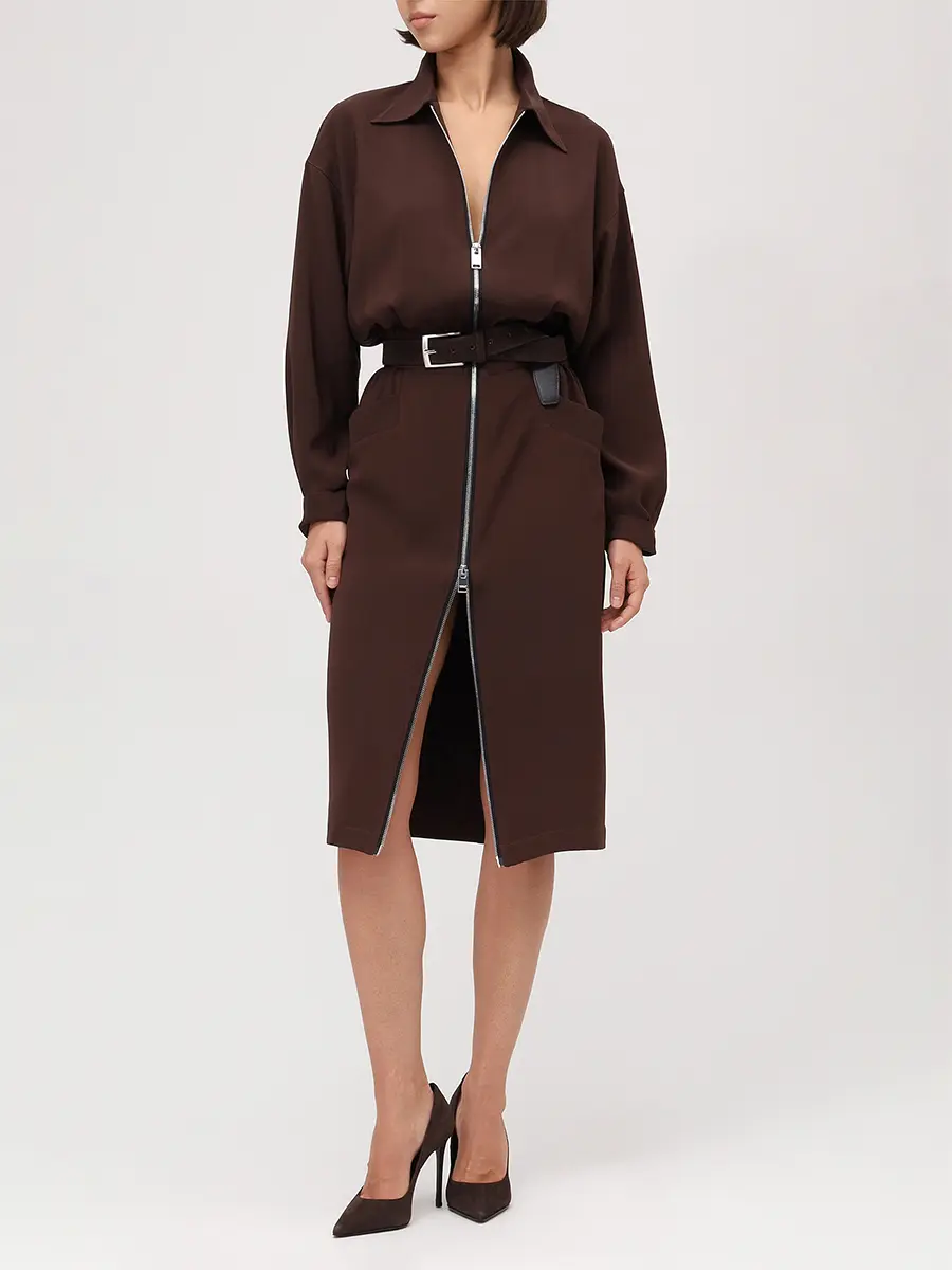 Платье шелковое JACOB LEE WD2008AW25BW Коричневый  Фото 2