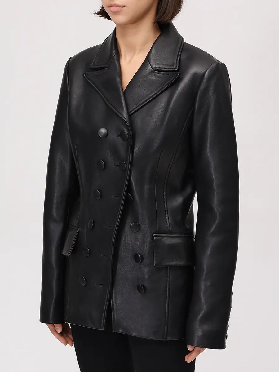 Куртка кожаная JACOB LEE WLB20120AW25B Черный  Фото 4