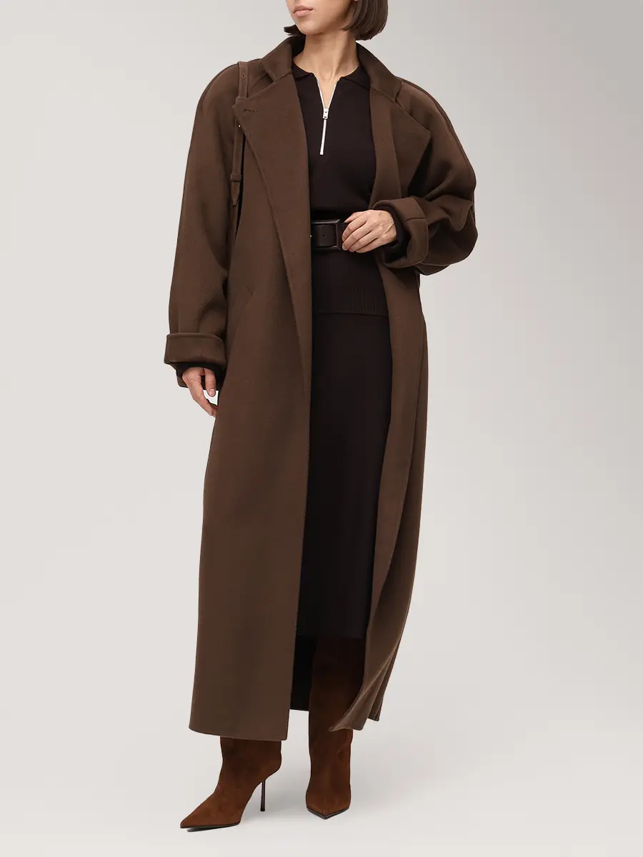 Пальто из шерсти и кашемира JACOB LEE WCC2076AW25BW Коричневый  Фото 2