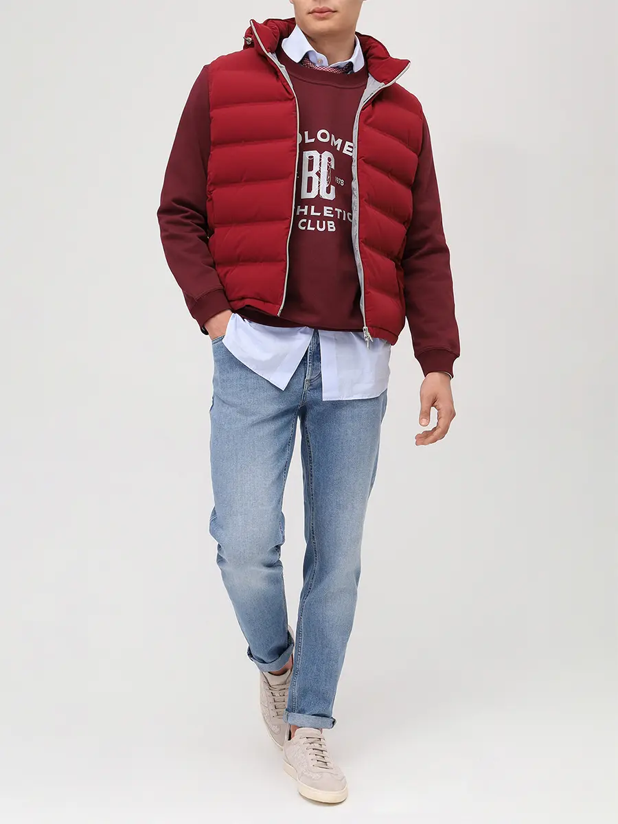 Толстовка хлопковая BRUNELLO CUCINELLI MW8633380G C3985 Бордовый  Фото 2