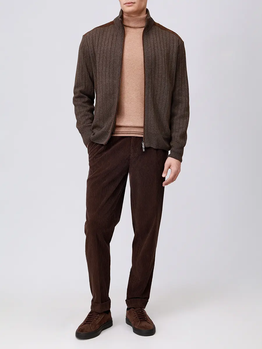 Кардиган из шерсти и вискозы PAUL & SHARK 15311210/323 Коричневый  Фото 2