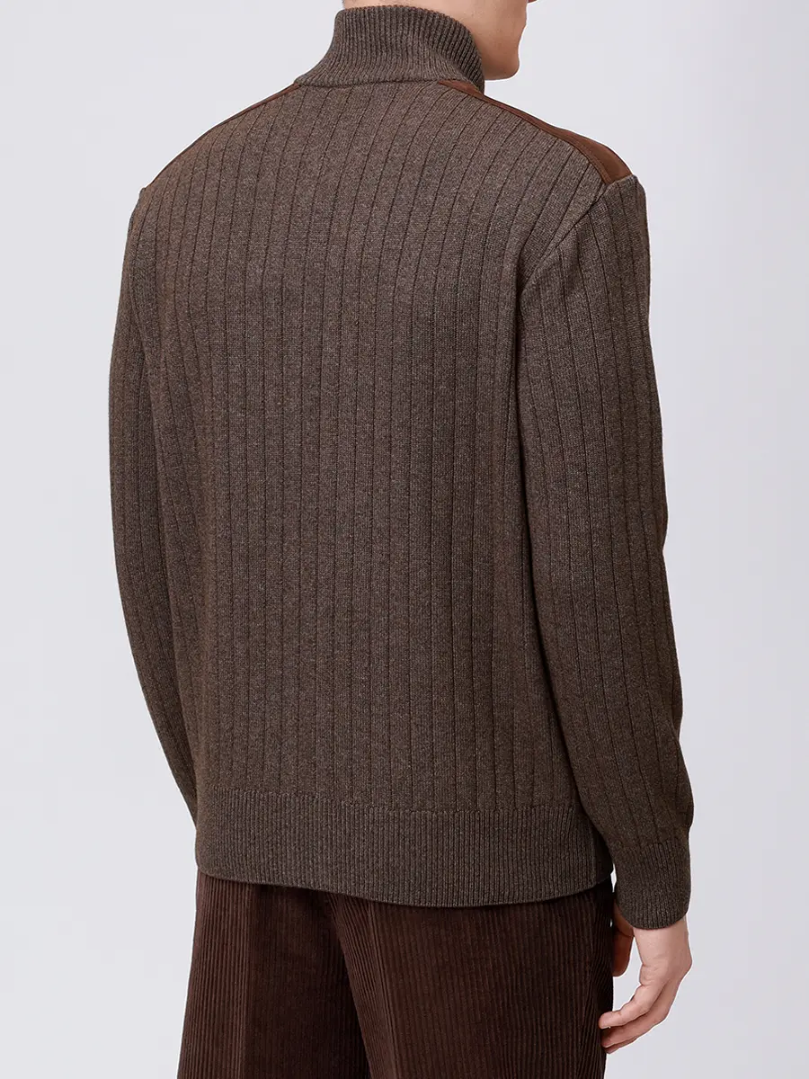 Кардиган из шерсти и вискозы PAUL & SHARK 15311210/323 Коричневый  Фото 3