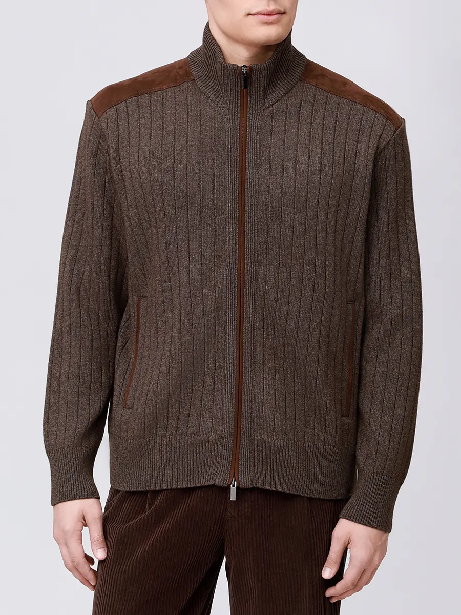 Кардиган из шерсти и вискозы PAUL & SHARK 15311210/323 Коричневый  Фото 4