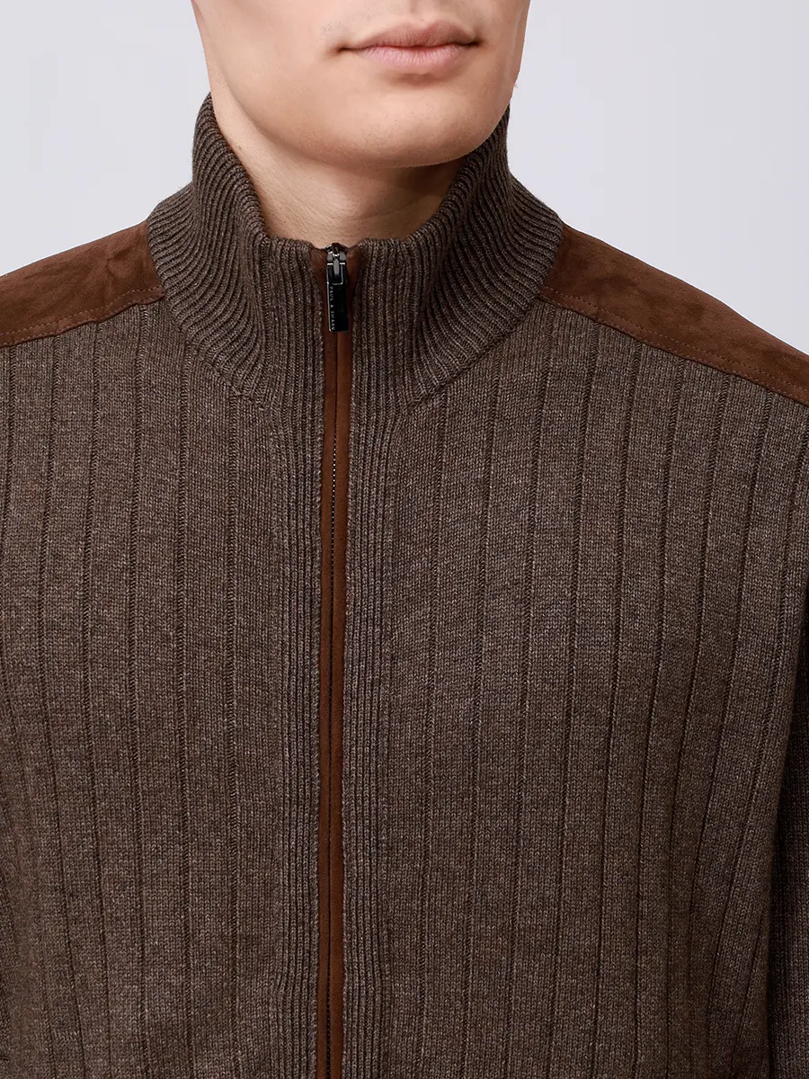 Кардиган из шерсти и вискозы PAUL & SHARK 15311210/323 Коричневый  Фото 5