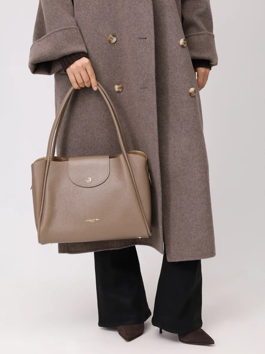 Сумка кожаная Ida Double LANCASTER 470-85-TAUP_IN_OR Светло- Коричневый  Фото 2