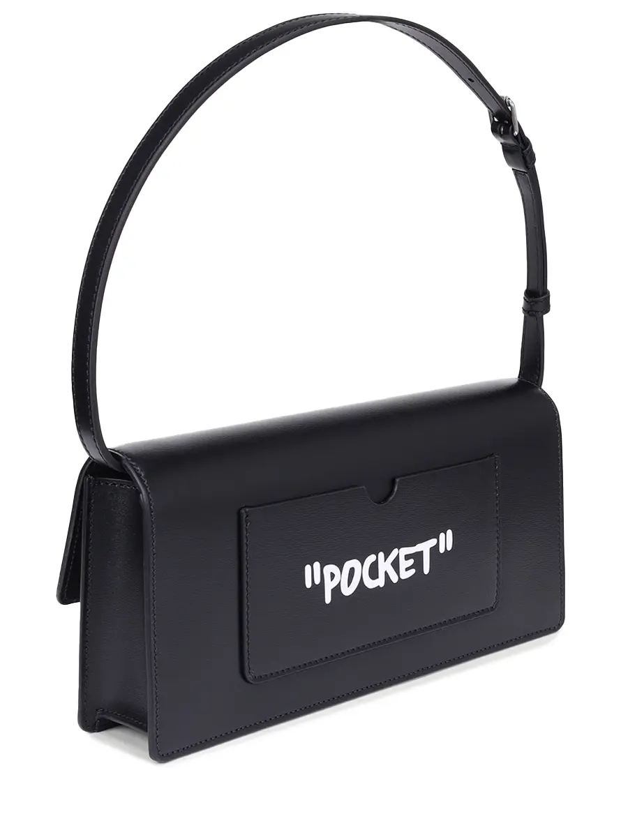 Сумка кожаная Jitney 1.0 OFF-WHITE OWNN172C99LEA0021001 Черный  Фото 3