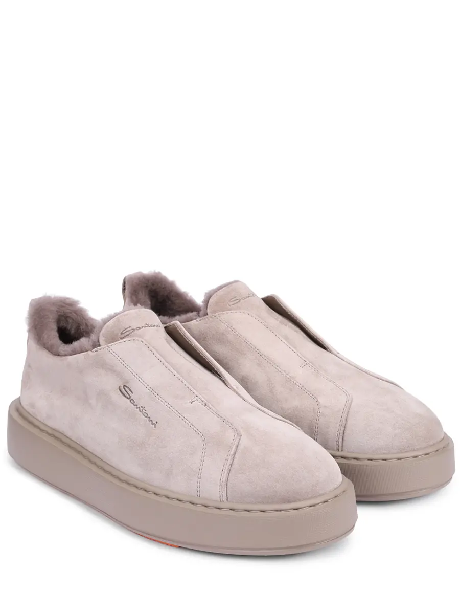 Слипоны замшевые на меху SANTONI WBCG61323TARPSAPM45 Бежевый  Фото 2