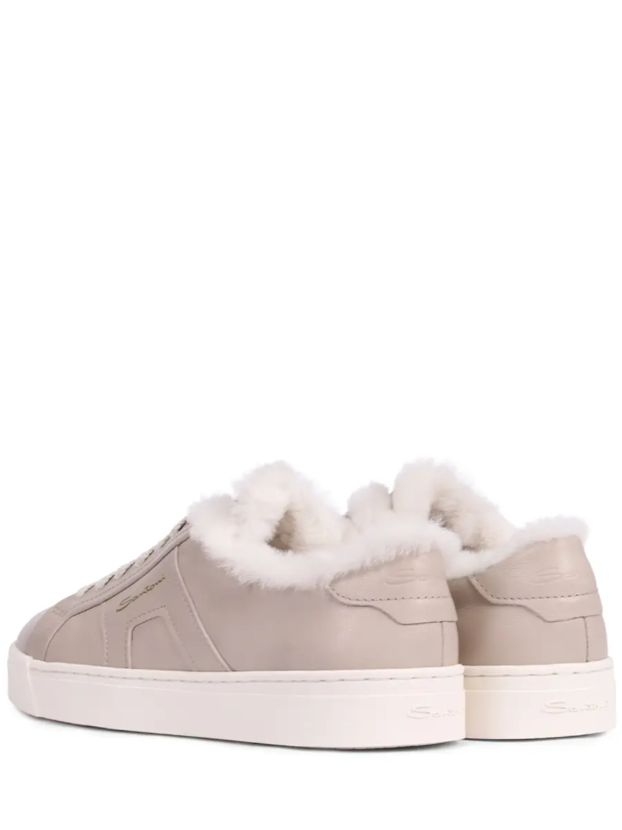 Кеды кожаные на меху SANTONI WBGG61419PNNPXWLE19 Бежевый  Фото 4