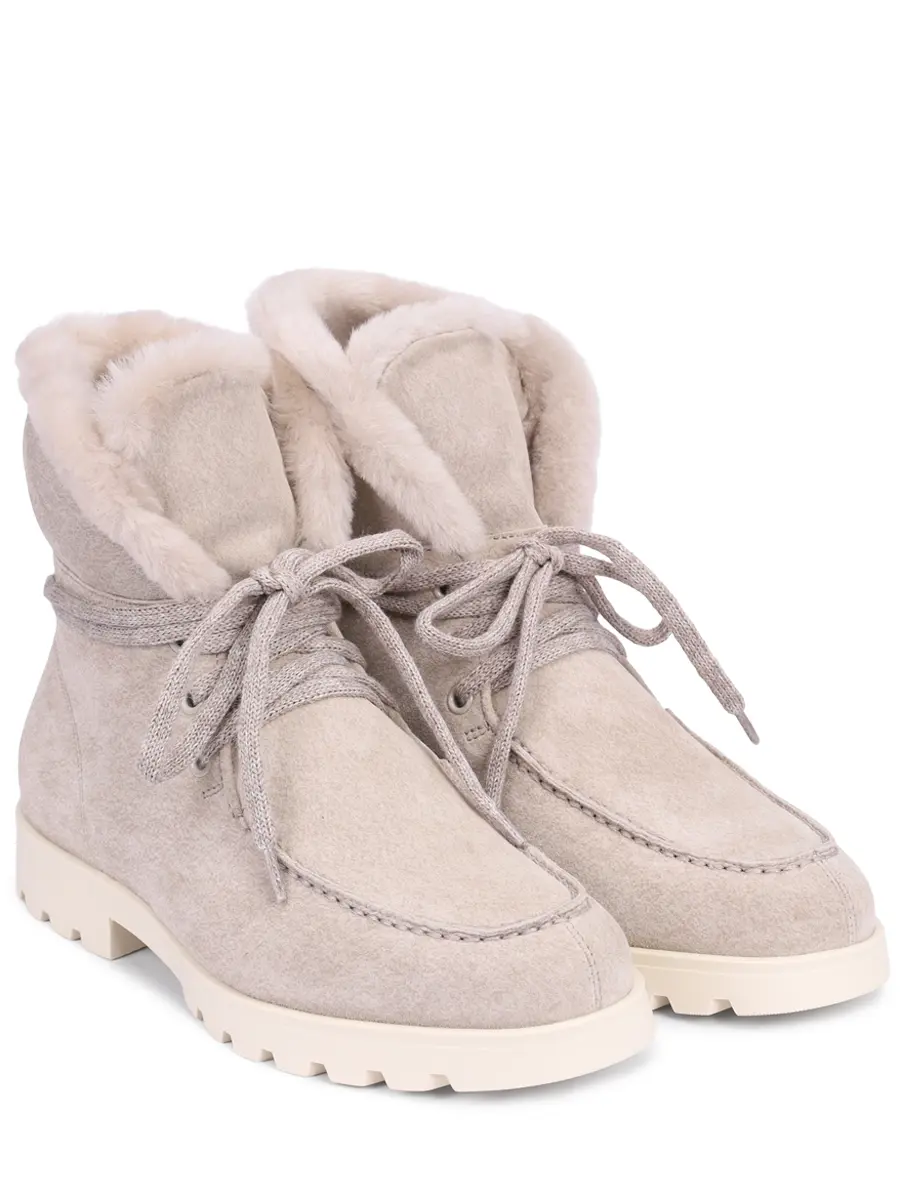 Ботинки из нубука на меху SANTONI WTDG71048TIRAHFRE90 Бежевый  Фото 2