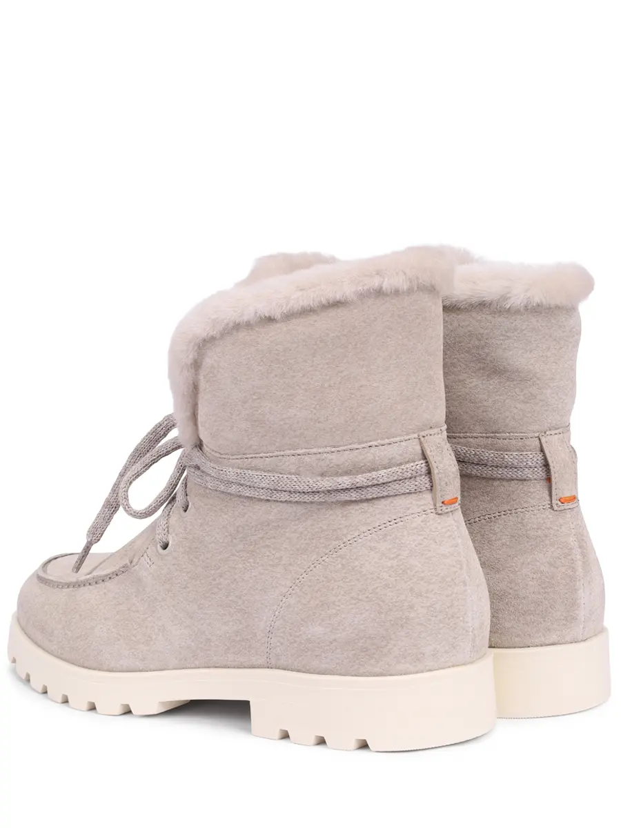 Ботинки из нубука на меху SANTONI WTDG71048TIRAHFRE90 Бежевый  Фото 4