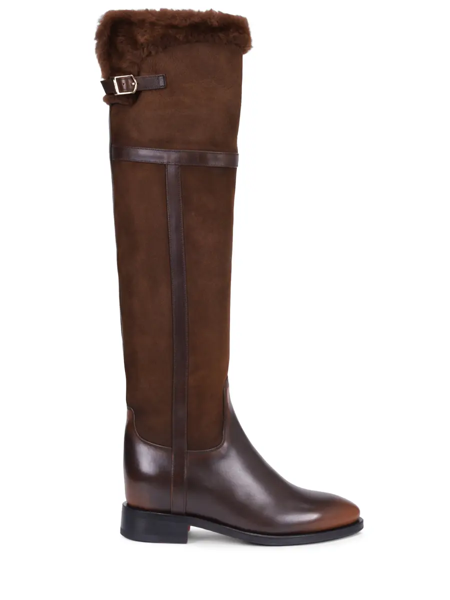 Ботфорты комбинированные на меху SANTONI WSHM71931BJ2ARHGM80 Коричневый 