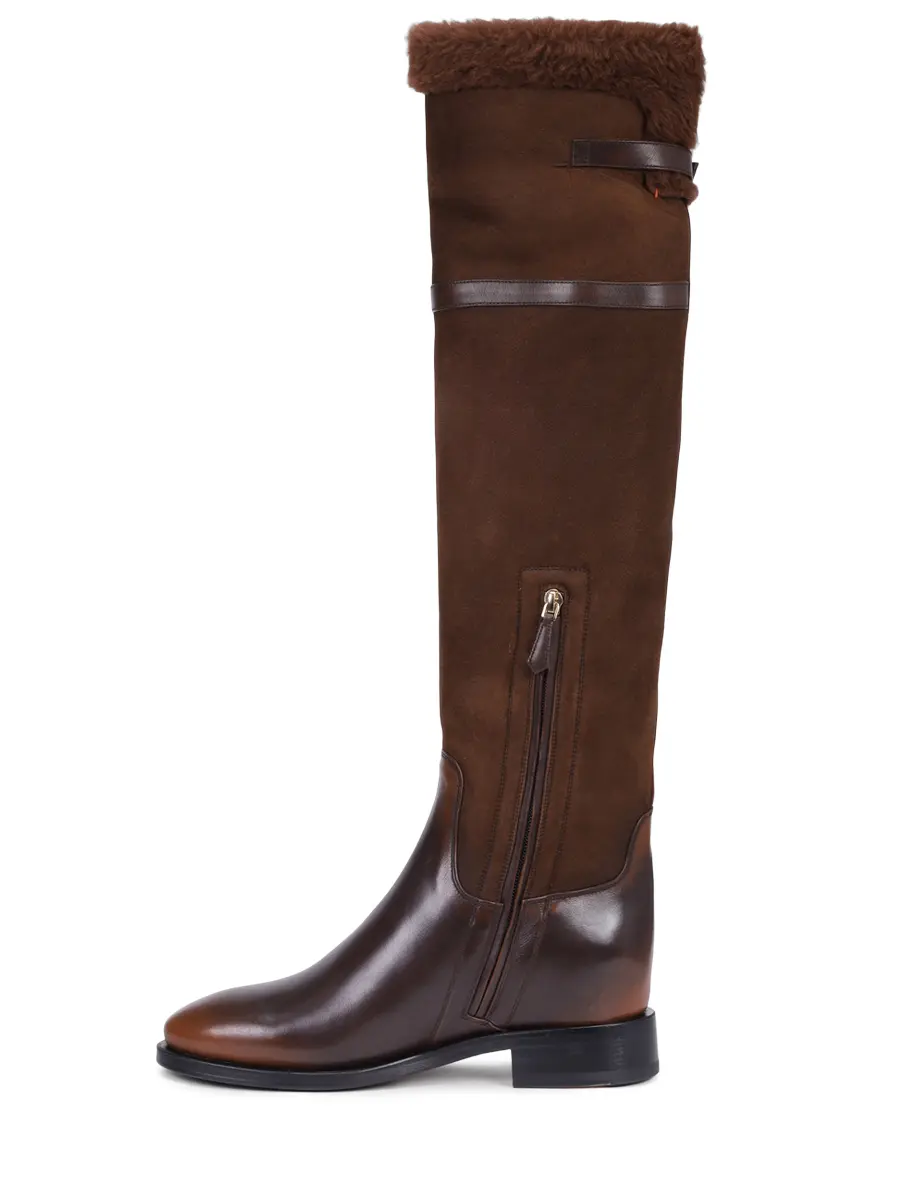 Ботфорты комбинированные на меху SANTONI WSHM71931BJ2ARHGM80 Коричневый  Фото 3