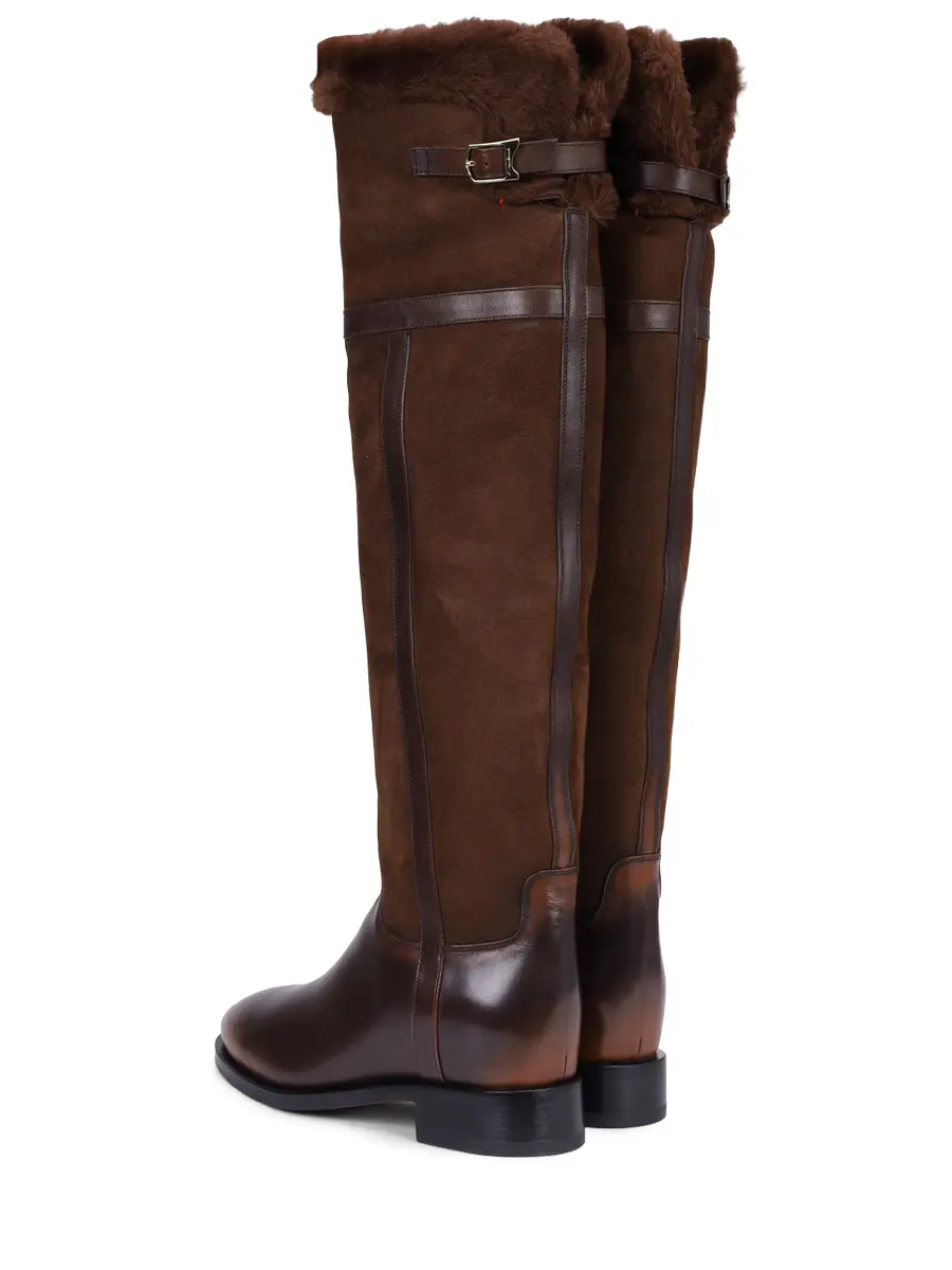 Ботфорты комбинированные на меху SANTONI WSHM71931BJ2ARHGM80 Коричневый  Фото 4