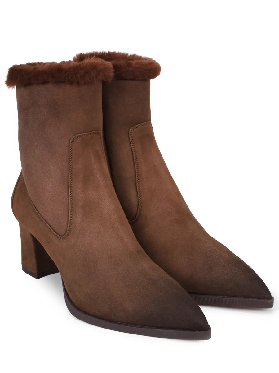 Ботильоны замшевые на меху SANTONI WTEZ71938PC4AHGIS26 Коричневый  Фото 2
