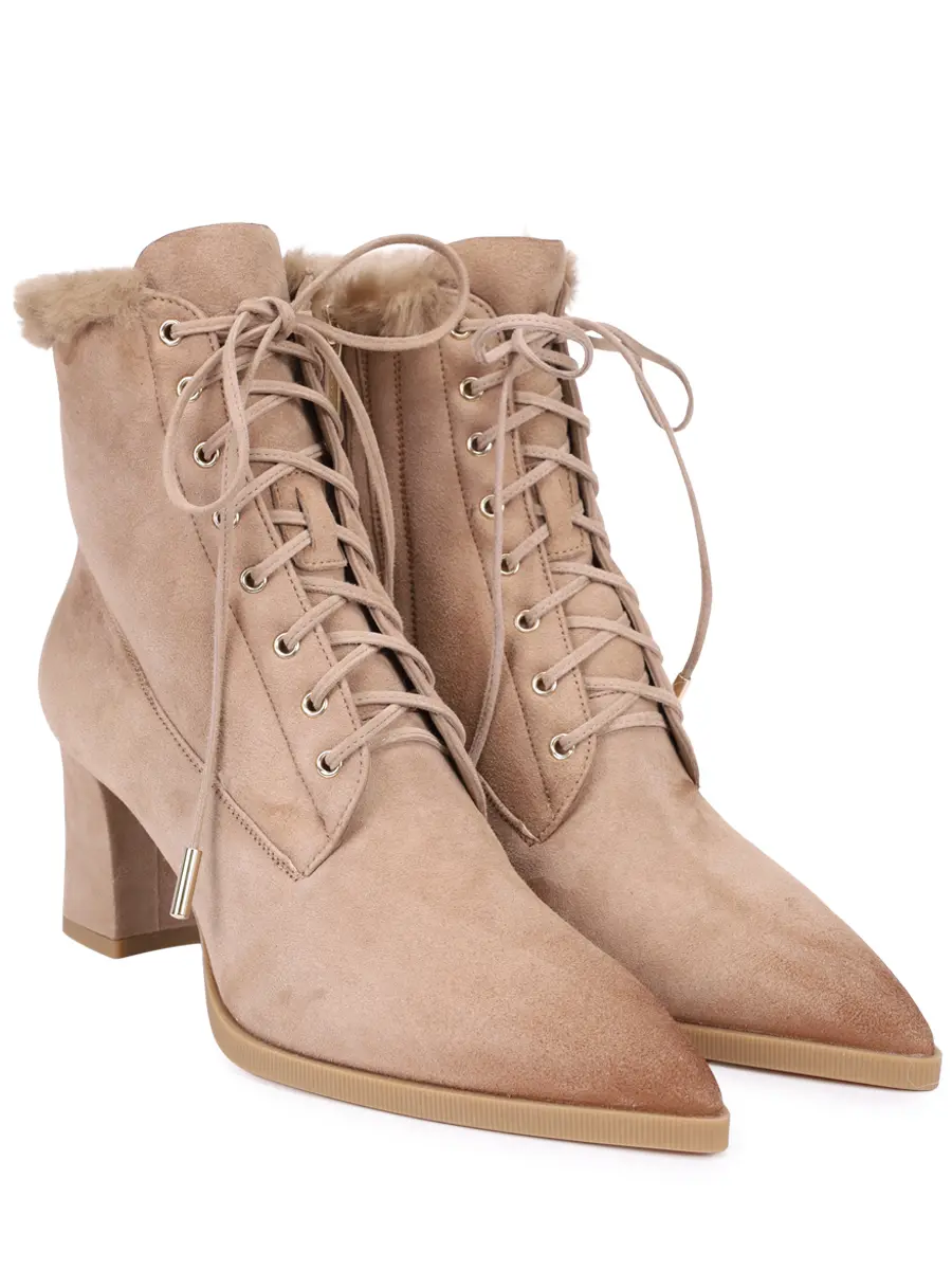 Ботильоны замшевые на меху SANTONI WTEZ71936PC4AHGIM23 Бежевый  Фото 2