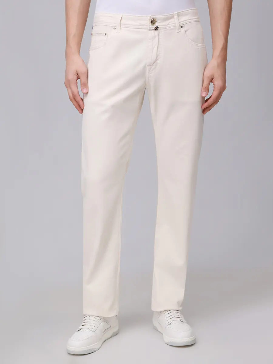 Джинсы Regular Fit хлопковые JACOB COHEN QE005 054 S4249 TR A81 Кремовый  Фото 4