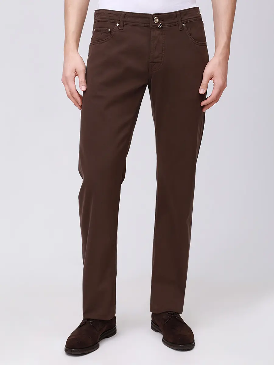 Джинсы Regular Fit хлопковые JACOB COHEN QE005 054 S4249 TR F44 Коричневый  Фото 4