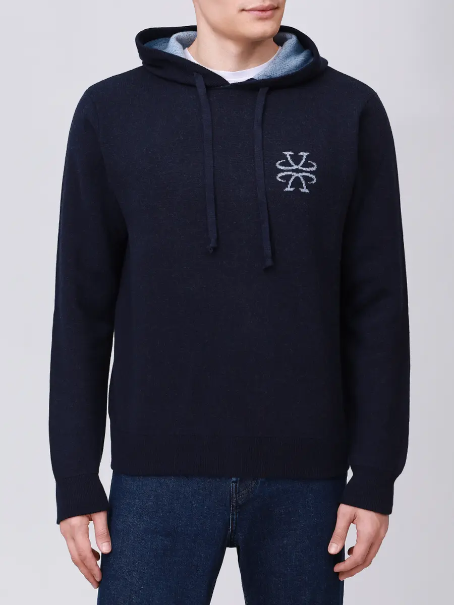 Худи шерстяное JACOB COHEN SL001 000 XA001 FL Y97 Темно- Синий  Фото 4