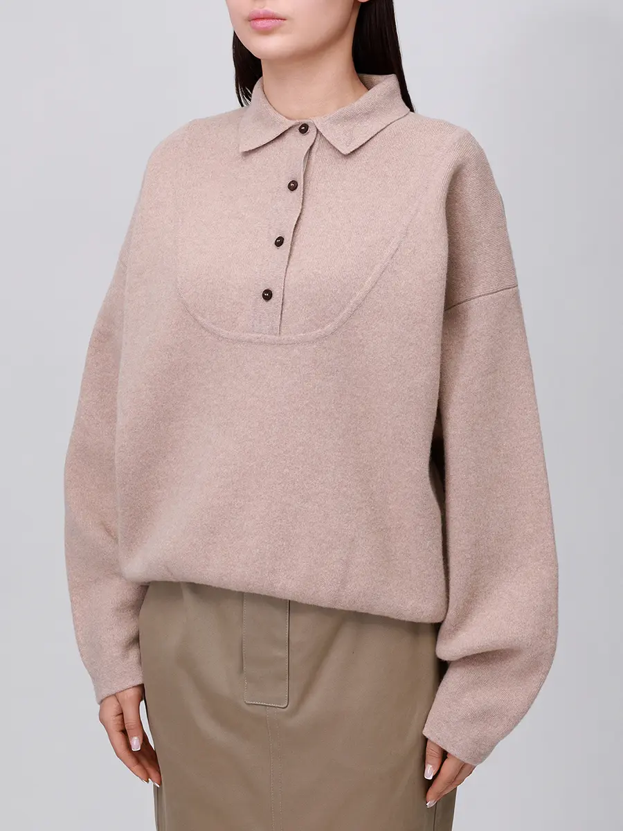Поло шерстяное JACQUEMUS 25HSWW00623AK00276 150 Бежевый  Фото 4