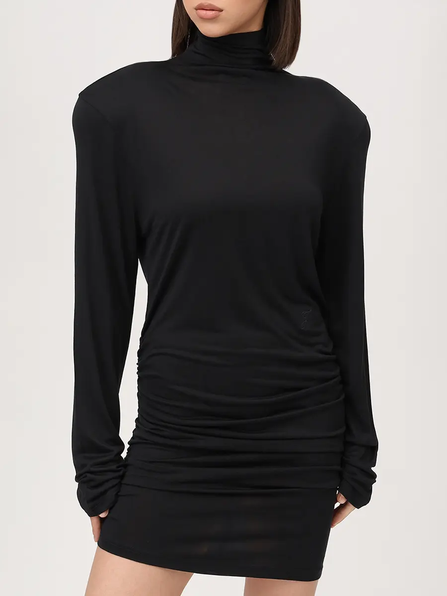 Платье из вискозы и шелка JACQUEMUS 25HDRW00710AJ00234 990 Черный  Фото 4