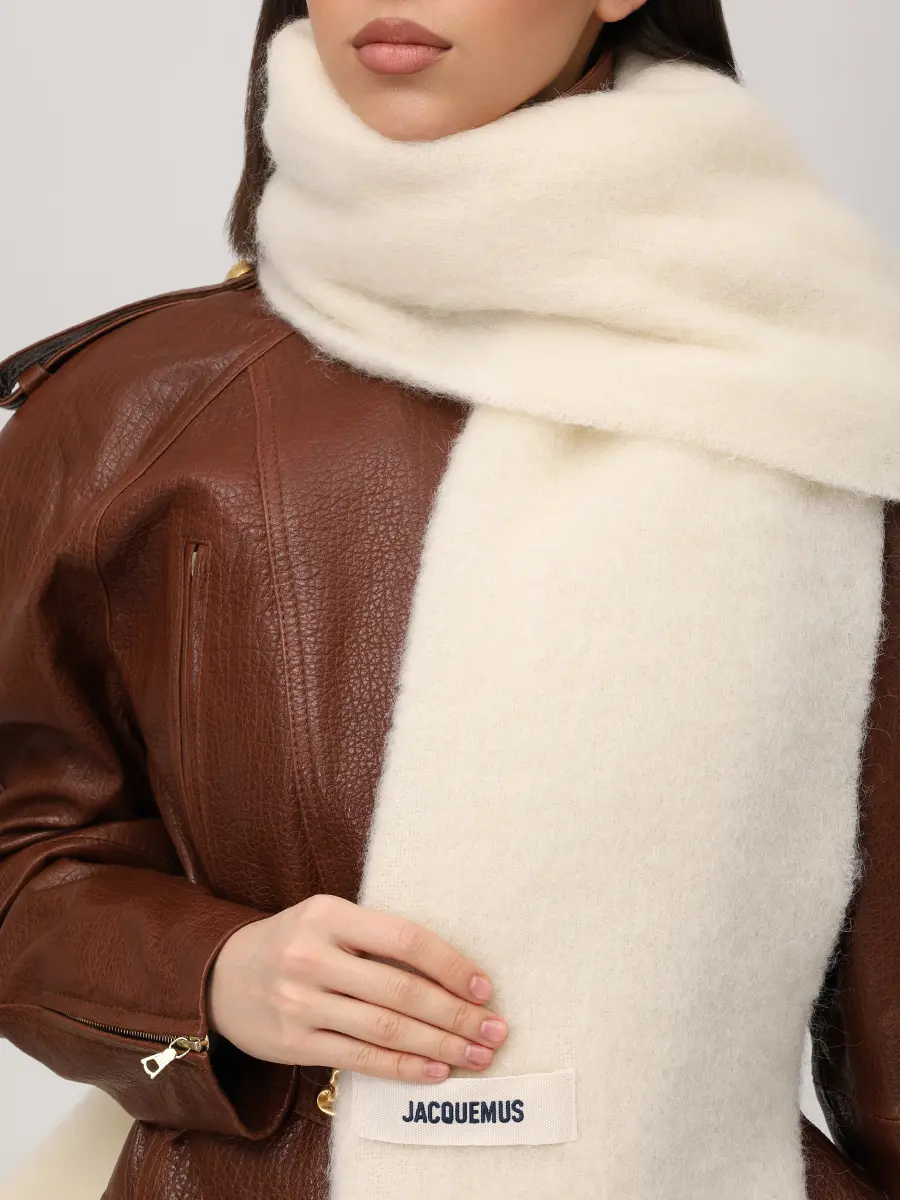 Шарф шерстяной JACQUEMUS 24HACU00572BOT4032 110 Белый  Фото 2