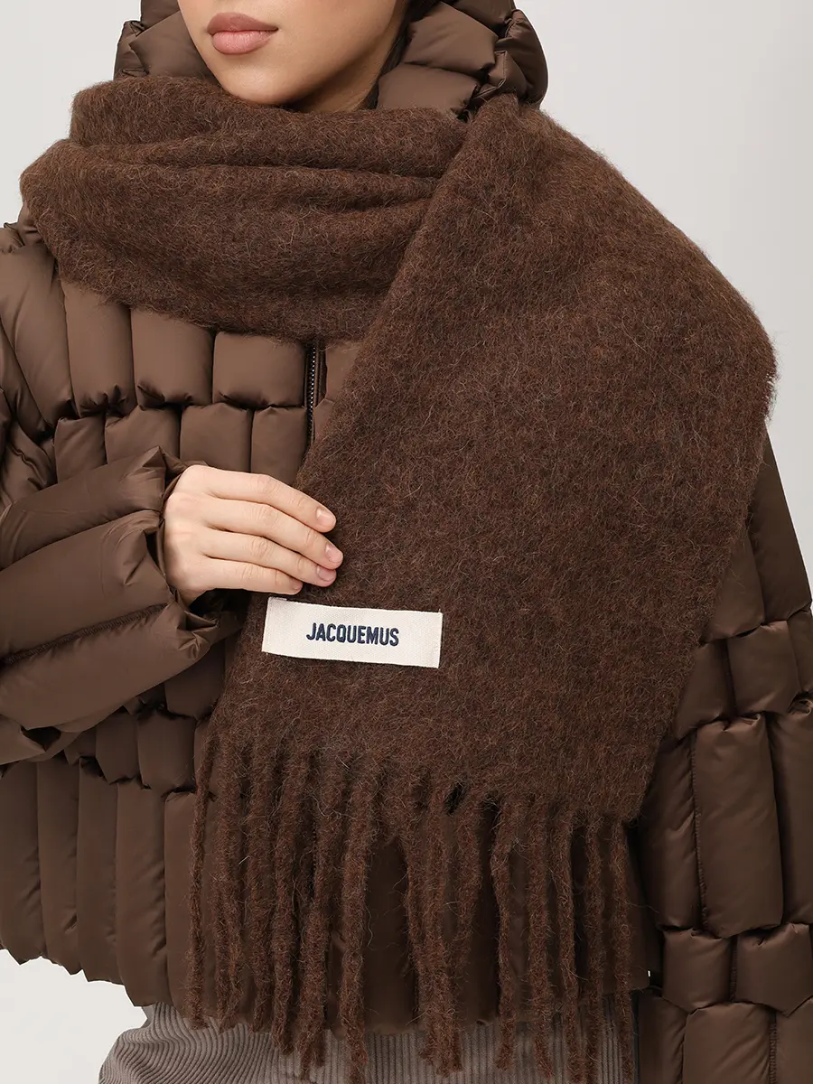 Шарф шерстяной JACQUEMUS 24HACU00572BOT4032 850 Коричневый  Фото 2