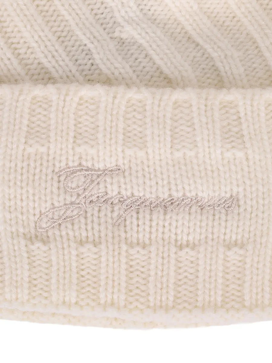 Шапка из кашемира и шерсти JACQUEMUS 25HACU00767AK00287 110 Белый  Фото 3