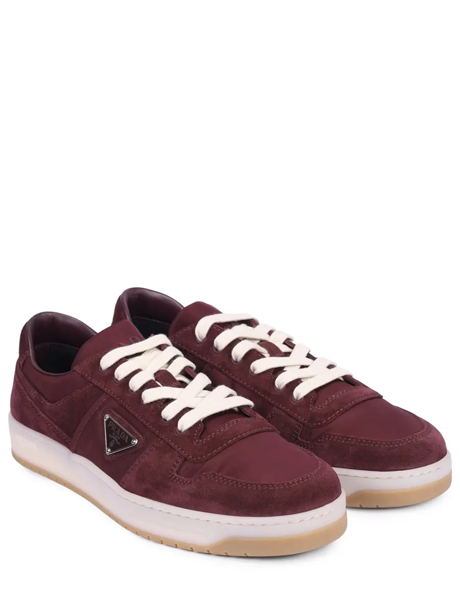 Кеды комбинированные PRADA 2EE364FD002D7R F0007 Бордовый  Фото 2