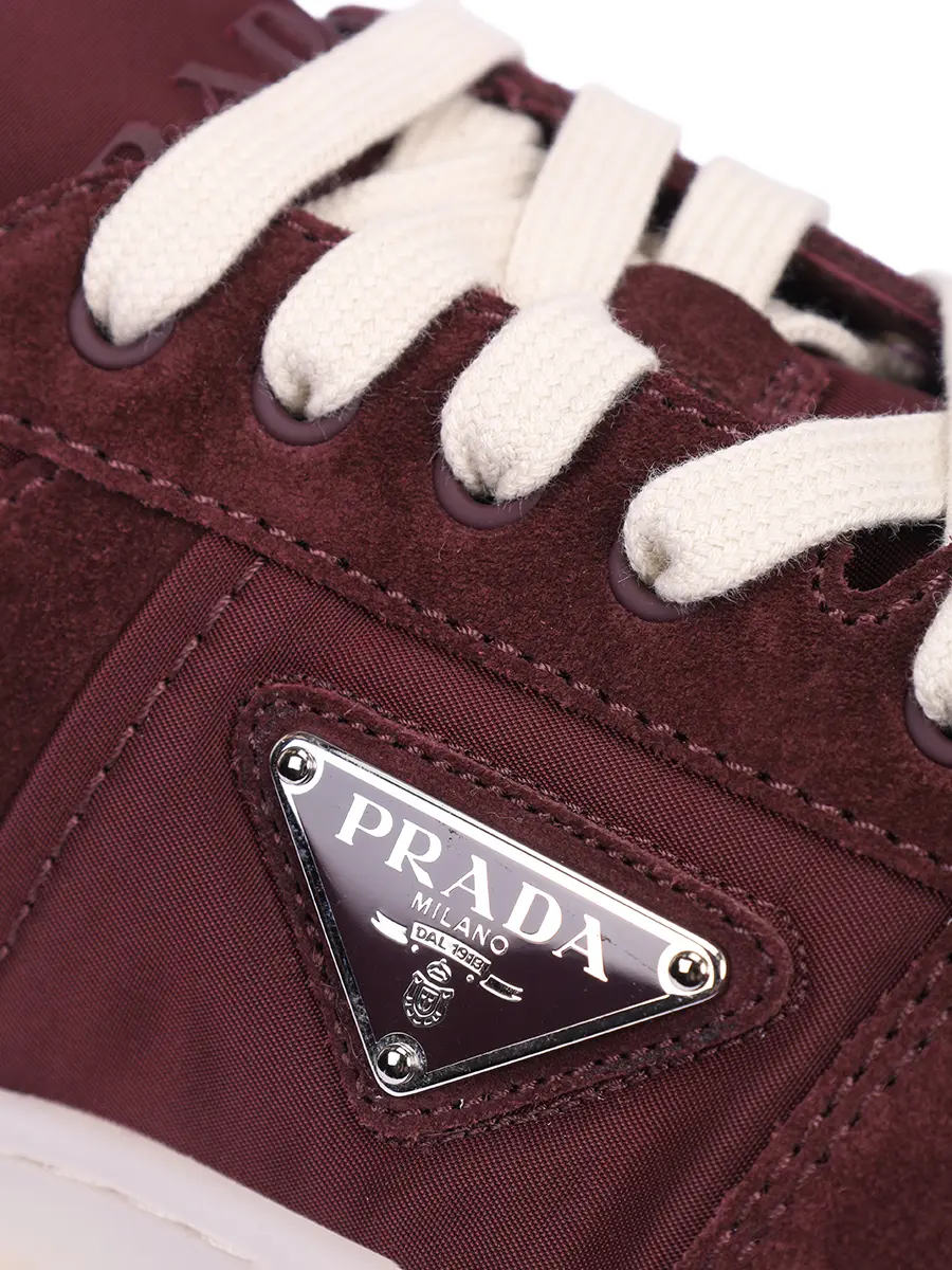 Кеды комбинированные PRADA 2EE364FD002D7R F0007 Бордовый  Фото 5