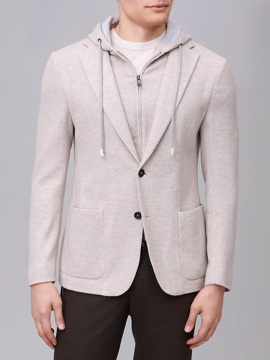 Пиджак из шерсти и хлопка FRADI 262WN6196 341 Бежевый  Фото 4