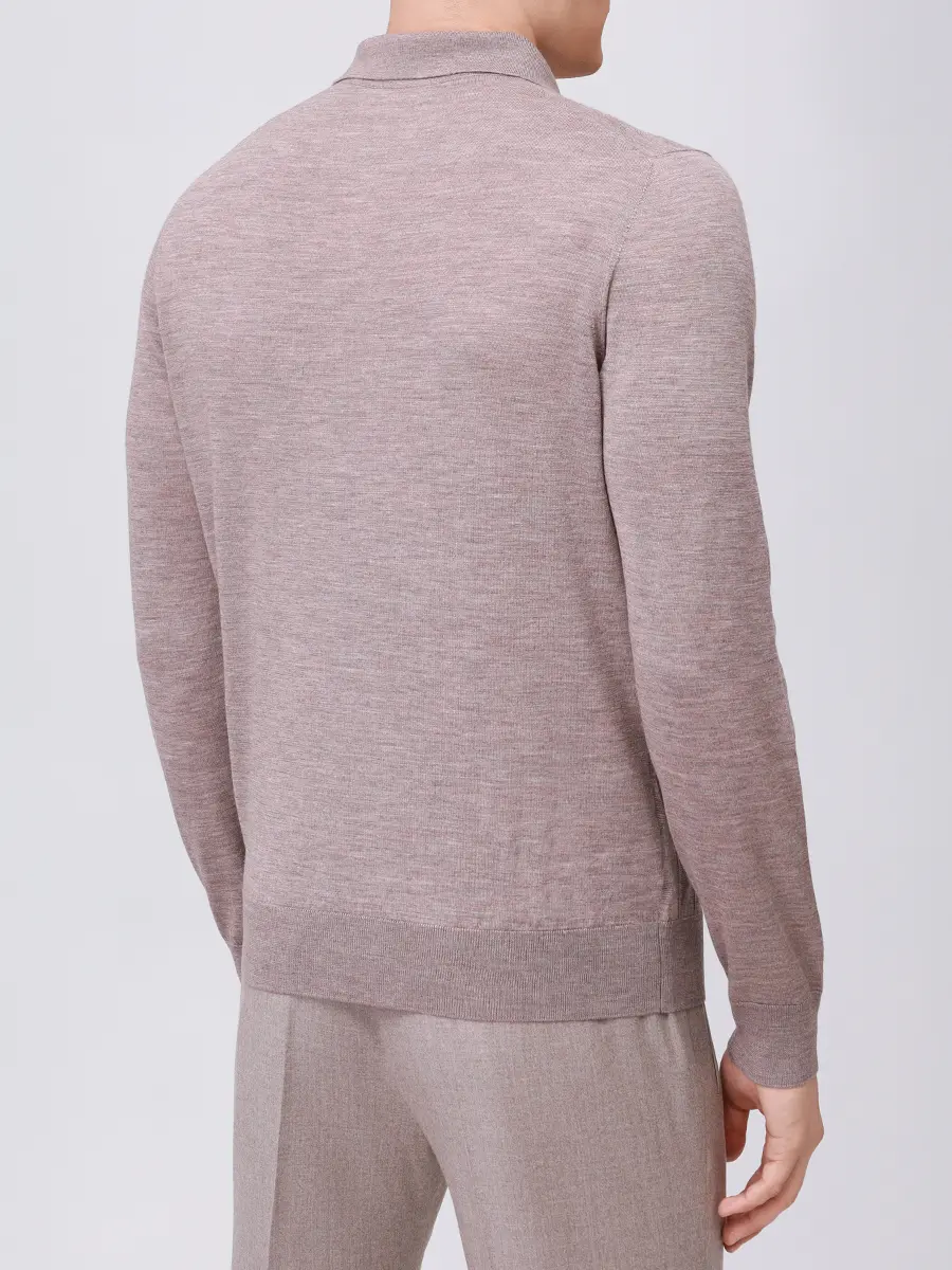 Поло из шерсти и шелка PANICALE U370303PZ 0270 Бежевый  Фото 3