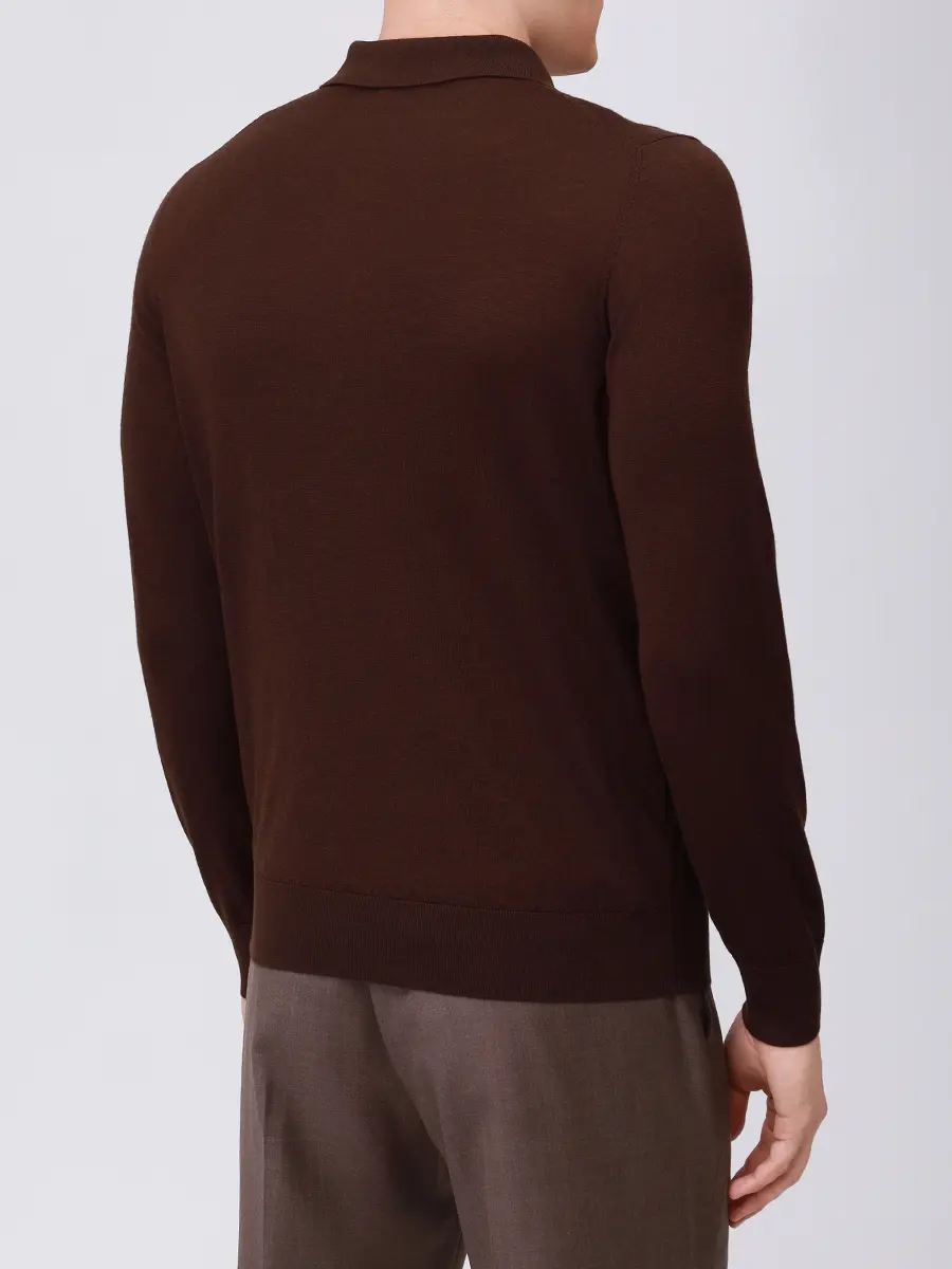Поло из шерсти и шелка PANICALE U370303PZ 0280 Коричневый  Фото 3