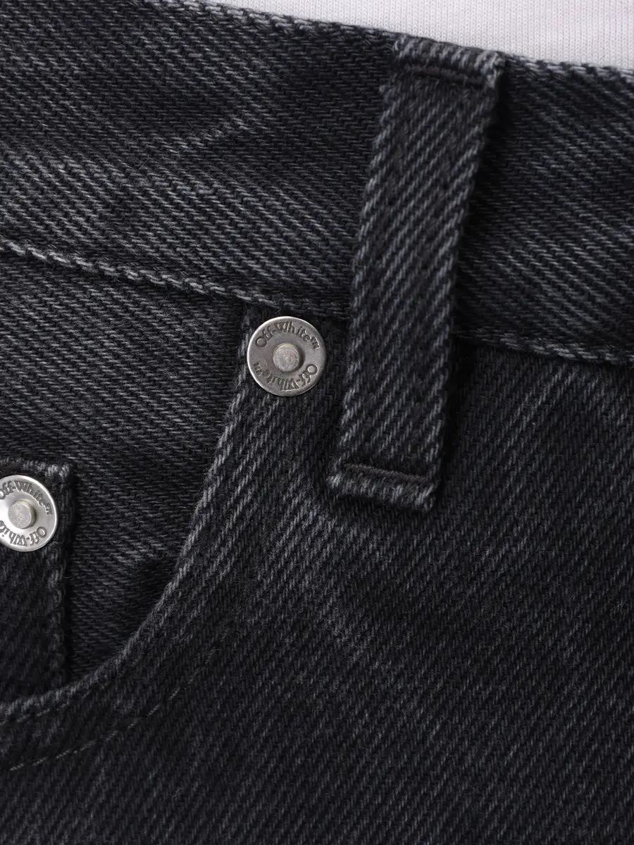 Джинсы Slim Fit хлопковые OFF-WHITE OMYA175C99DEN0011300 Черный  Фото 6
