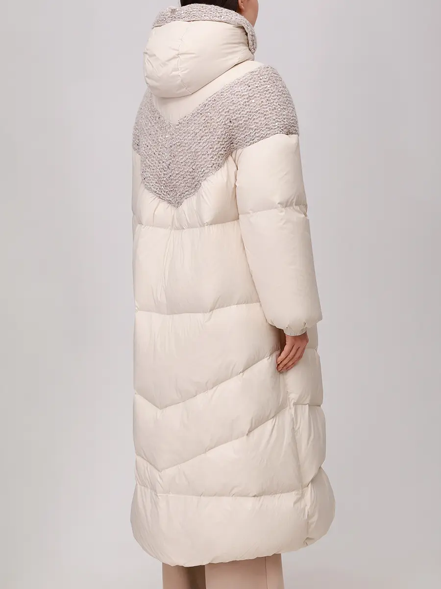 Пуховик стеганый PANICALE D371024GZ 37D58A 0201 Кремовый  Фото 3